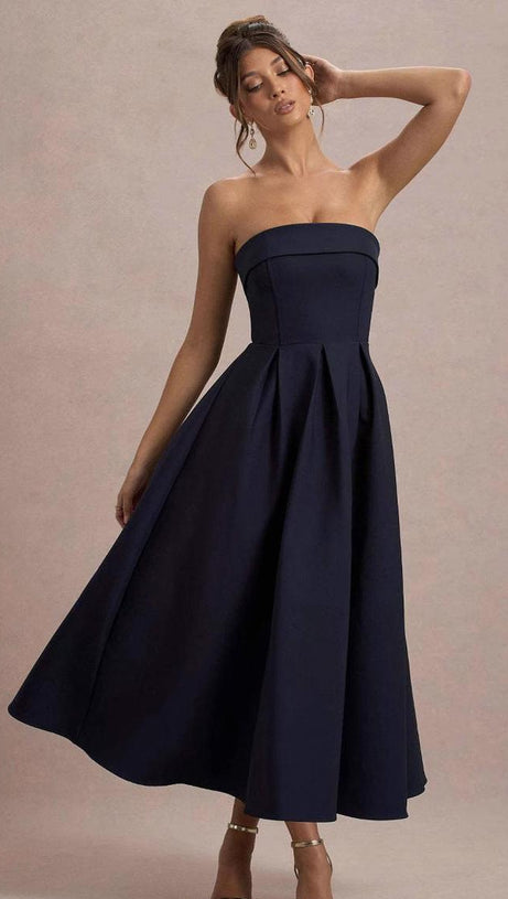 white bandeau midi dress