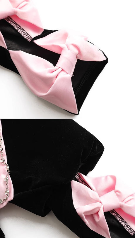 BOW EMBELLISHED MINI DRESS