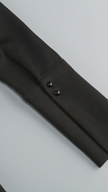 SPLICE SEQUIN MINI DRESS IN BLACK