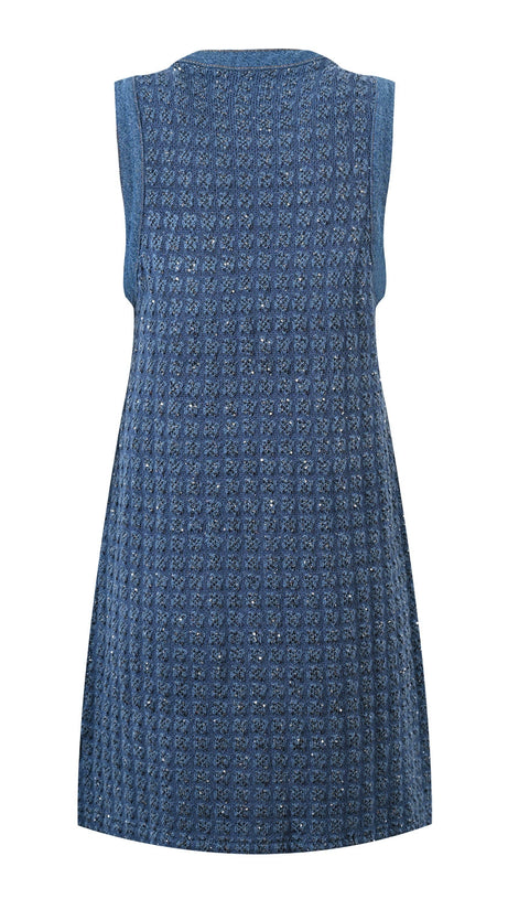 PALMARE TWEED MINI DRESS IN BLUE