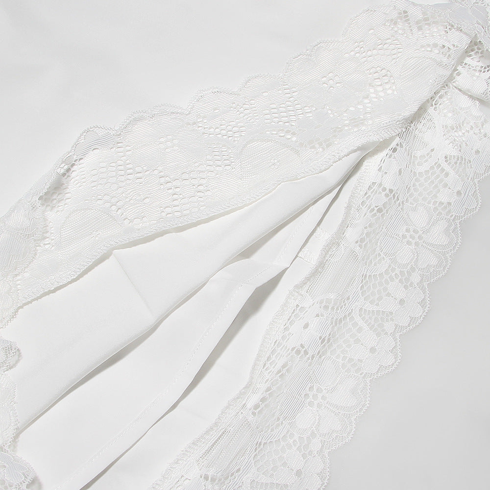 SATIN  LACE MINI DRESS