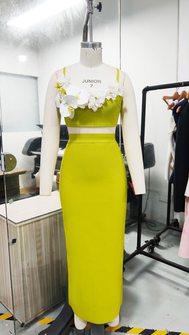 AIIZIE BODY FLOWER BANDAGE DRESS EVENING DRESS PARTY SEASIDE HOLIDAY STYLE SUIT SKIRT - product image