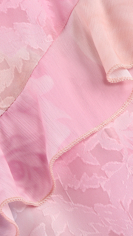 Gerüschtes, farbiges Camisole-Midikleid in Pink
