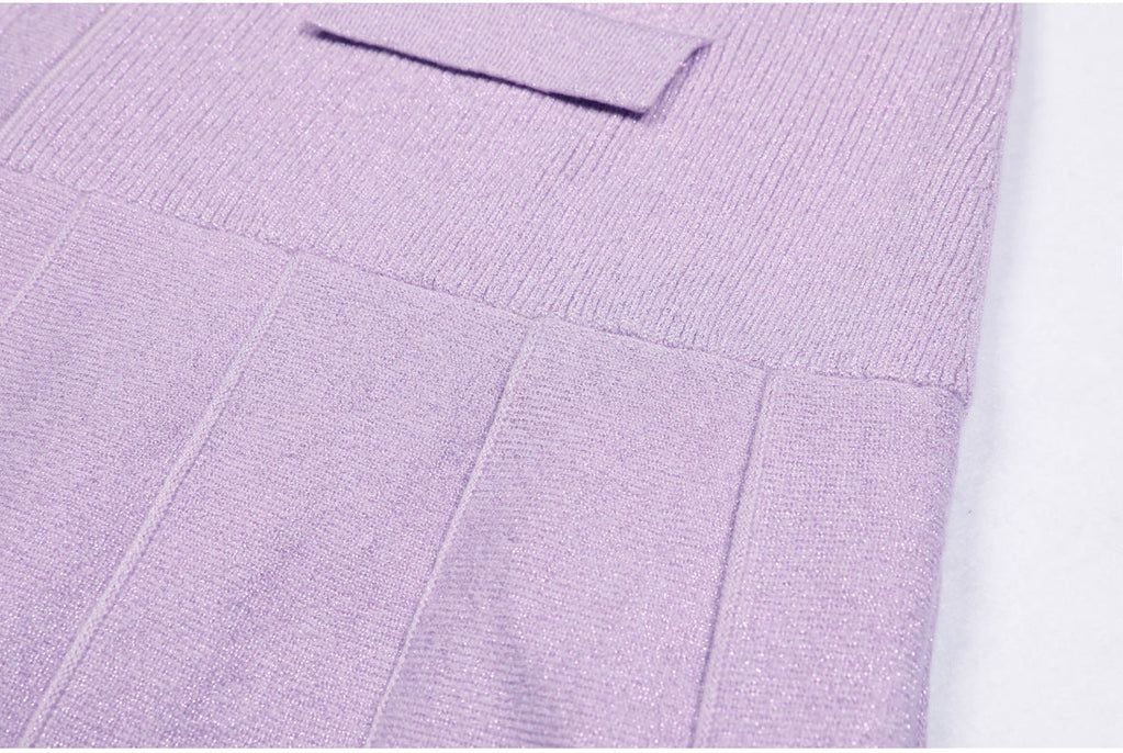 MINI ABITO IN MAGLIA A FIORI VIOLA CHIARO