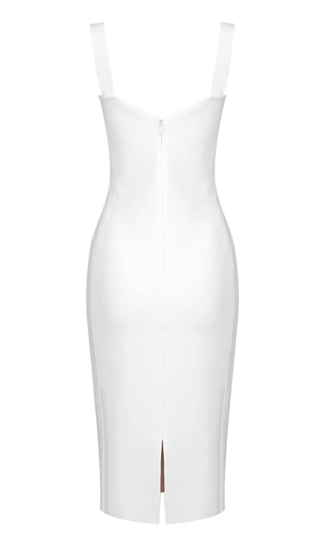 AIIZIE LACE INSERT BUSTIER MIDI DRESS WHITE - product image