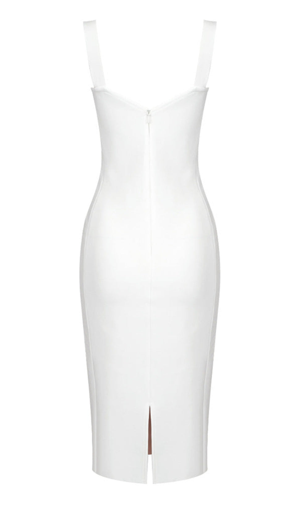 LACE INSERT BUSTIER MIDI DRESS WHITE