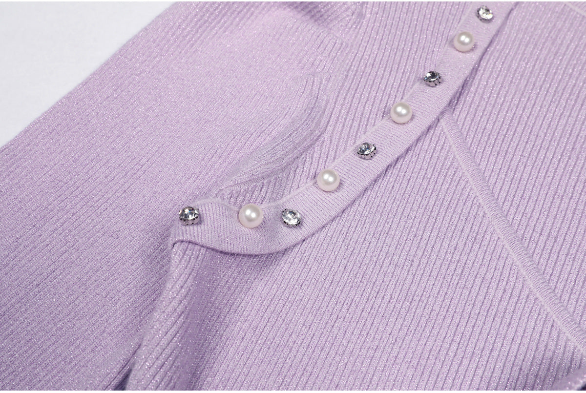 Minikleid aus Blumenstrick in Blasslila