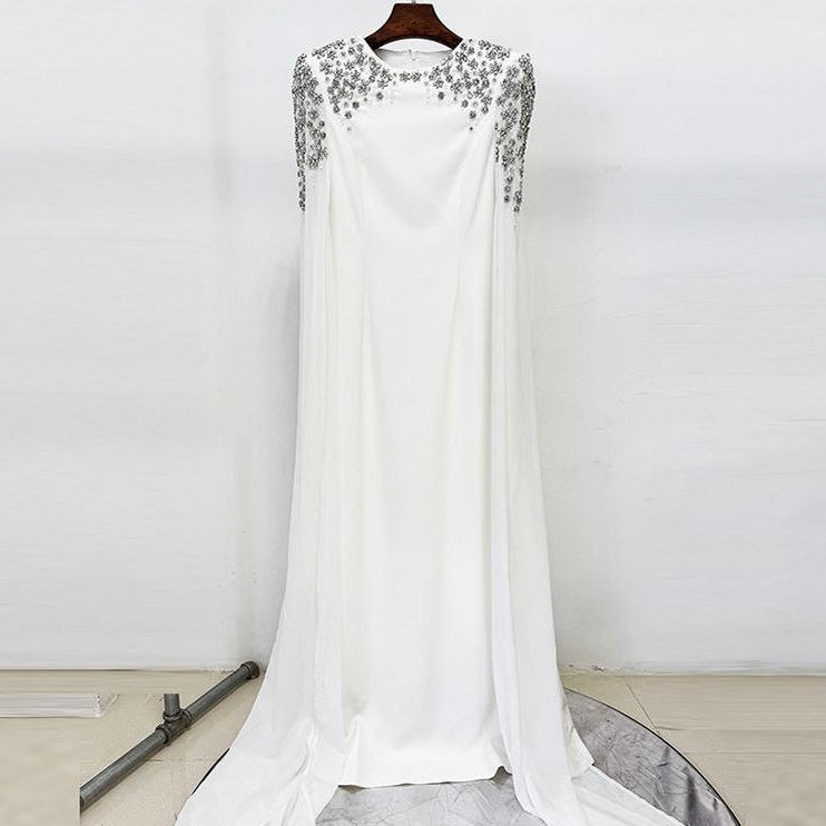 white diamond long sleeve maxi dress
