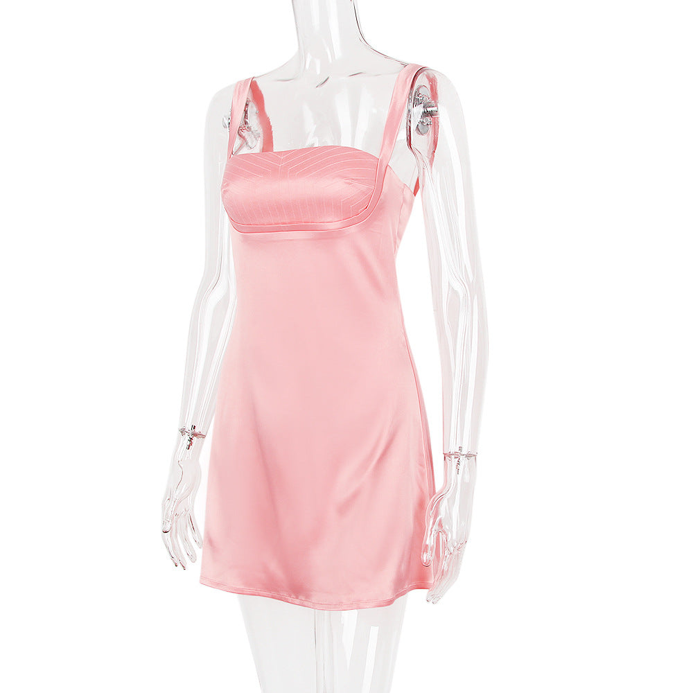 AIIZIE PINK SATIN MINI DRESS - product image
