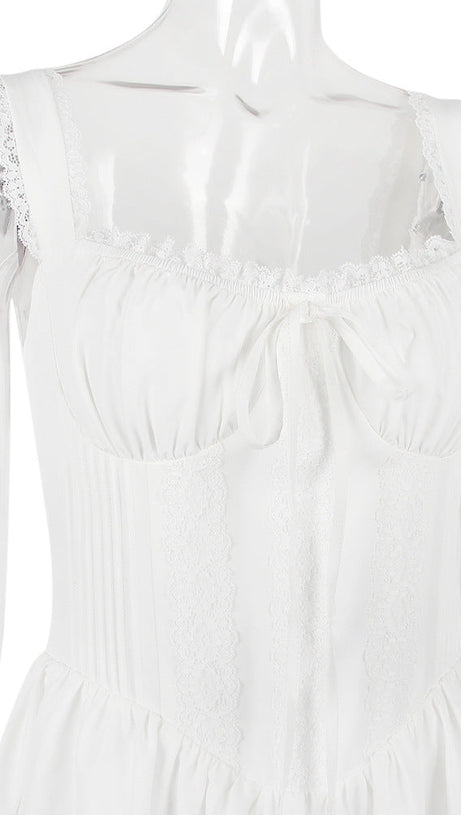 LACE CORSET MINI DRESS IN WHITE