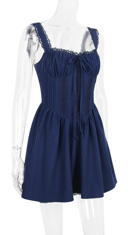 LACE CORSET MINI DRESS IN WHITE