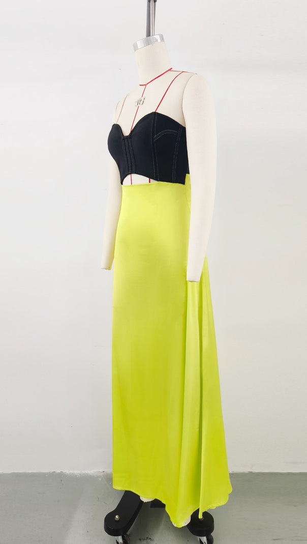 AIIZIE BLACK AND YELLOW COLOR - BLOCKED MAXI DRESS - product image