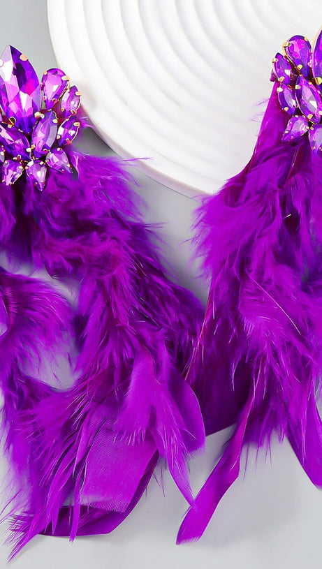 RHINESTONE FEATHER EARRINGS