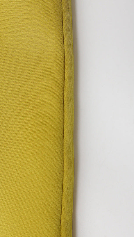 ARLENE YELLOW LONG SLEEVED CUT OUT SILK TAFFETA MIDI DRESS