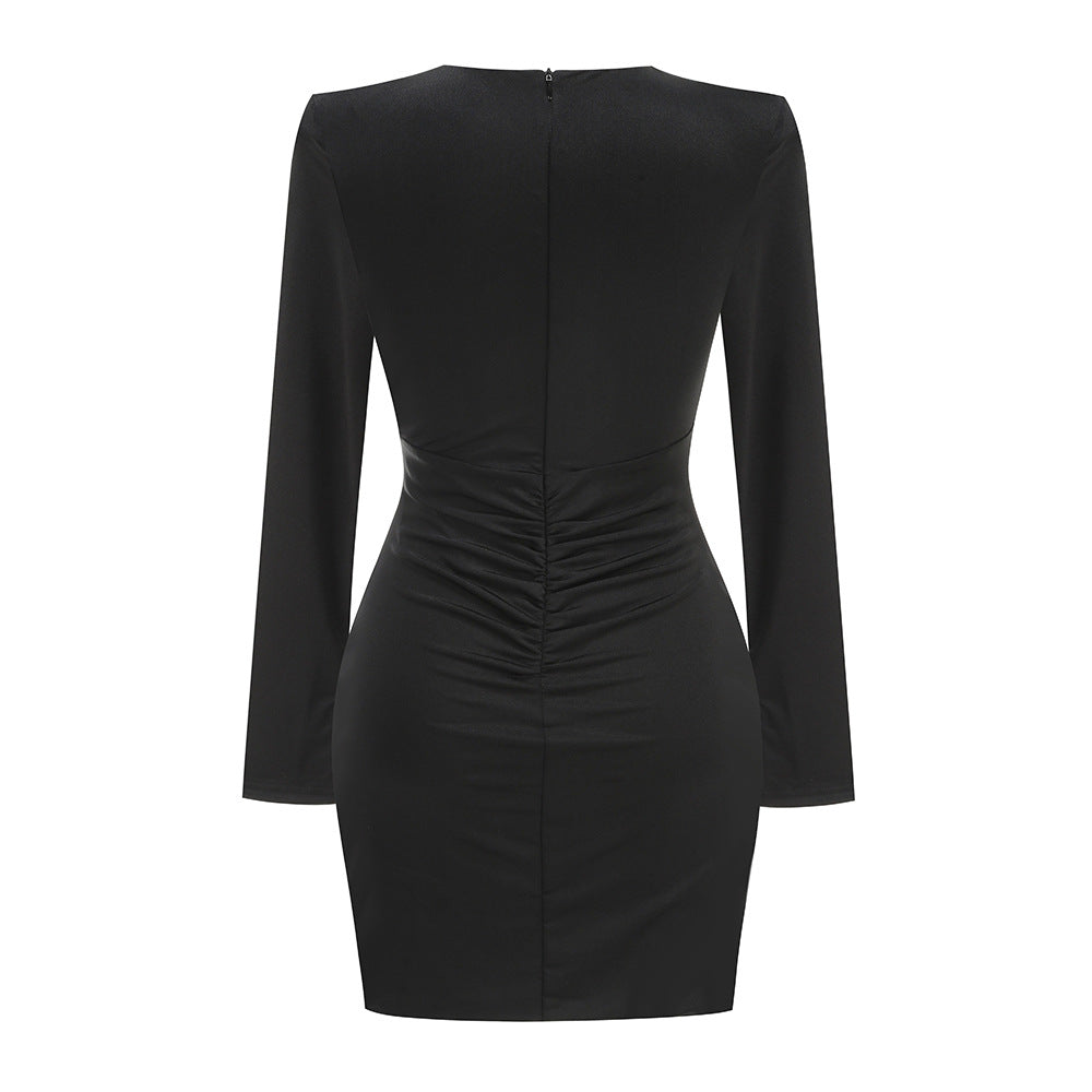 AIIZIE CRYSTAL-EMBELLISHED CUTOUT BLACK MINI DRESS - product image
