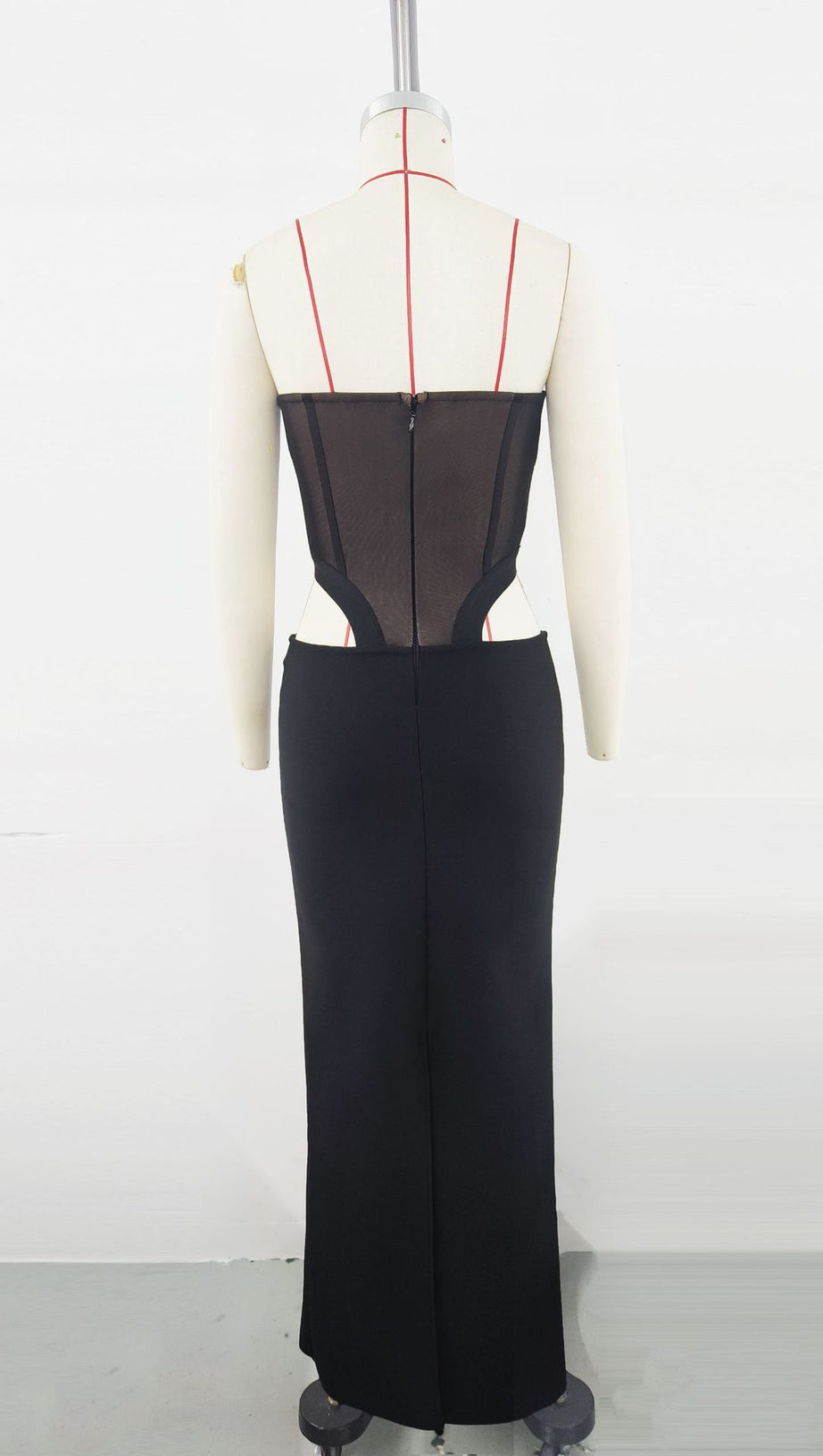 Mesh Splicing Elastic Bandage Abendkleid Maxikleid 