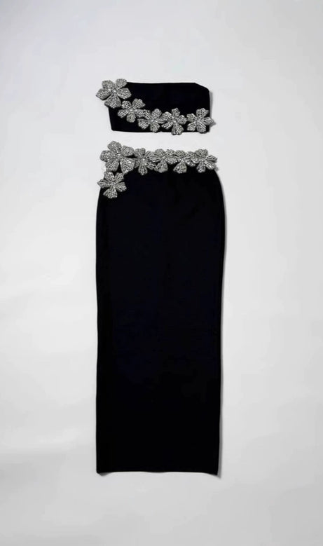 SET DUE PEZZI CON FASCIA ELEGANZA FLOWERS WITH DIAMONDS