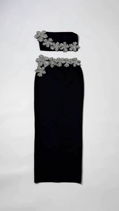 ELEGANZA FLOWERS WITH DIAMONDS BANDAGE TWO-PIECE SET