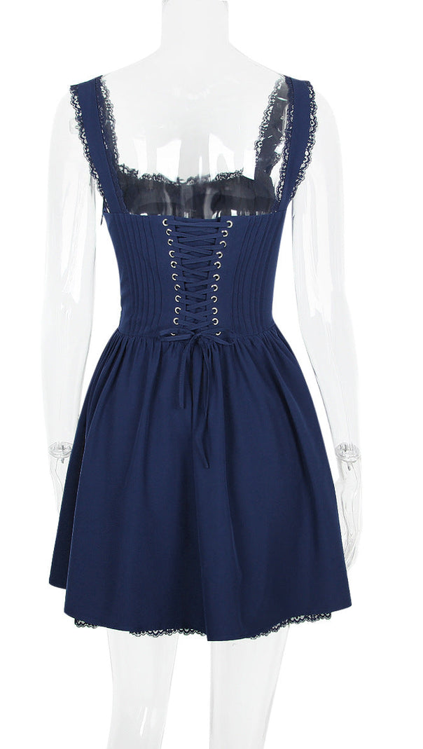 MINI ABITO CON CORSETTO IN PIZZO BIANCO 