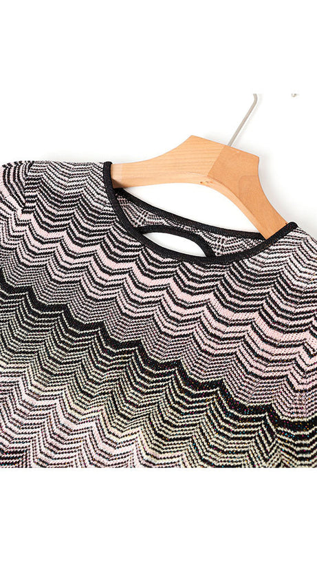 MULTICOLOR MAXI DRESS WITH LAMÉ GREEK MOTIF