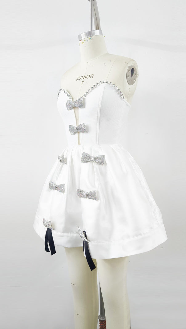 AIIZIE BOW DIAMOND BIRTHDAY EVENING MINI DRESS - product image