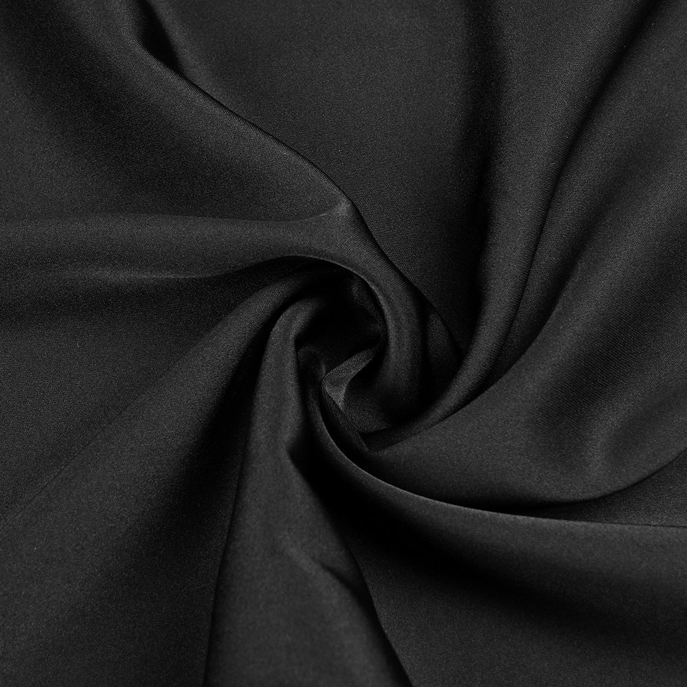 AIIZIE SILK CROP TOP MAXI SKIRTS 2 PIECES SETS IN BLACK - product image