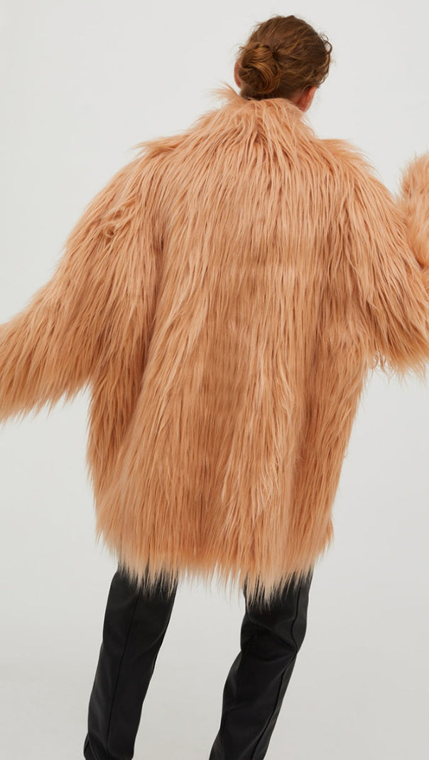 AIIZIE NUDE PINK FUR COAT - product image