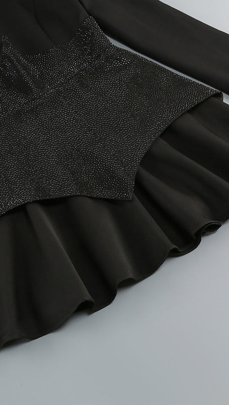 SPLICE SEQUIN MINI DRESS IN BLACK