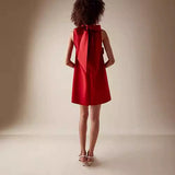 HILARY RED APPLIQUÉD SHIFT MINI DRESS