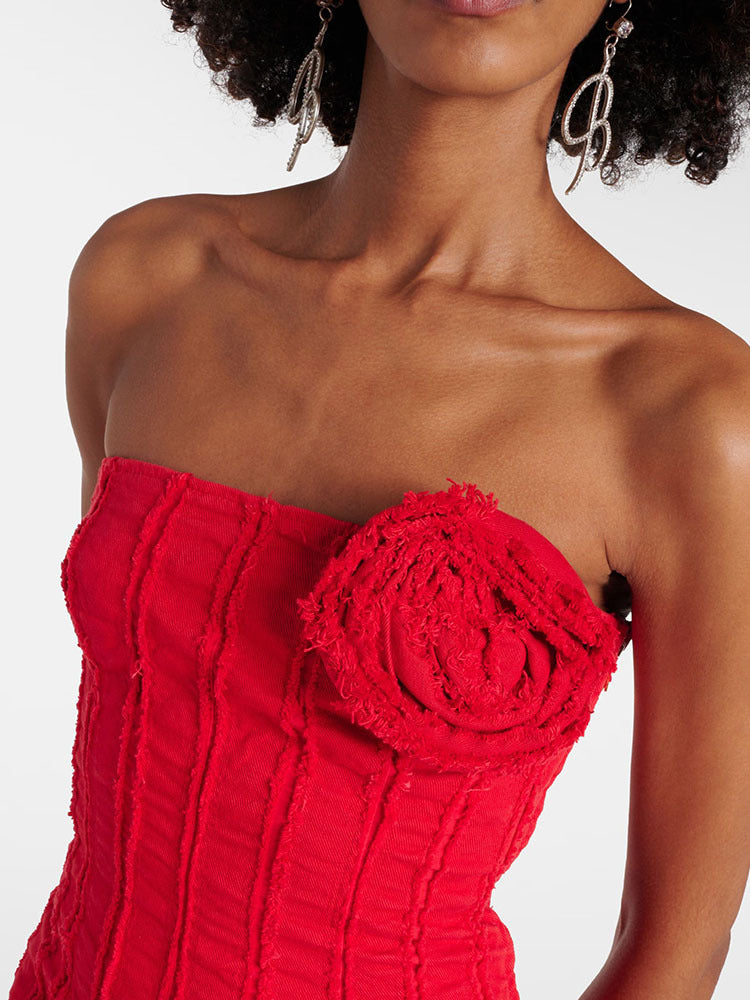 AIIZIE FLORAL-APPLIQUÉ STRAPLESS COTTON JERSEY MINI DRESS - product image