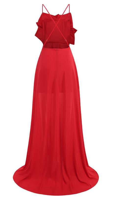 WINIFRED 3D FLOWER STRAP MAXI DRESS IN RED