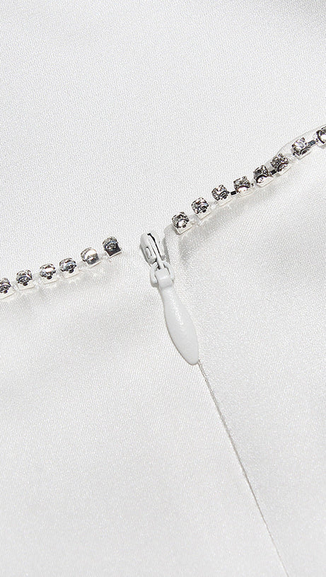 CRYSTALLISED MIDI DRESS IN IVORY