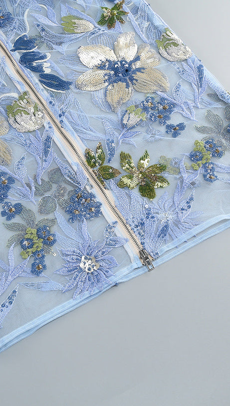 DAHLIA BABY BLUE MULTI MAXI DRESS