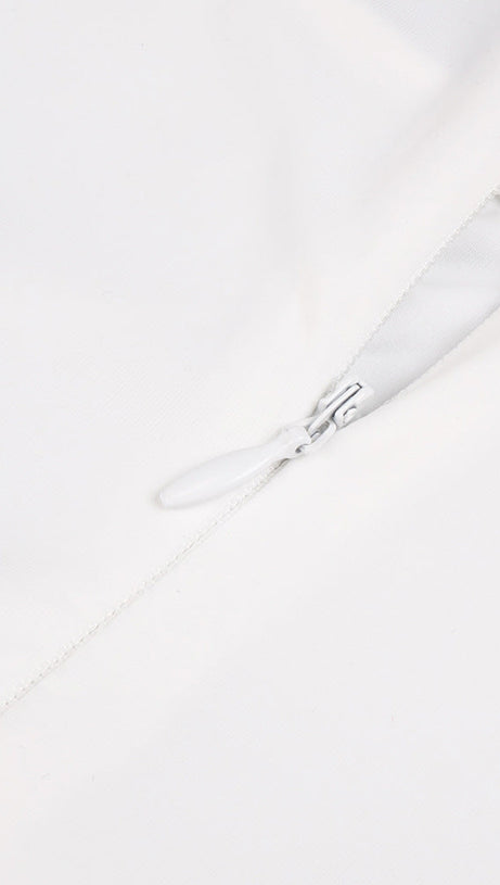 ROUND NECK RIBBON KNOT MAXI DRESS IN WHITE