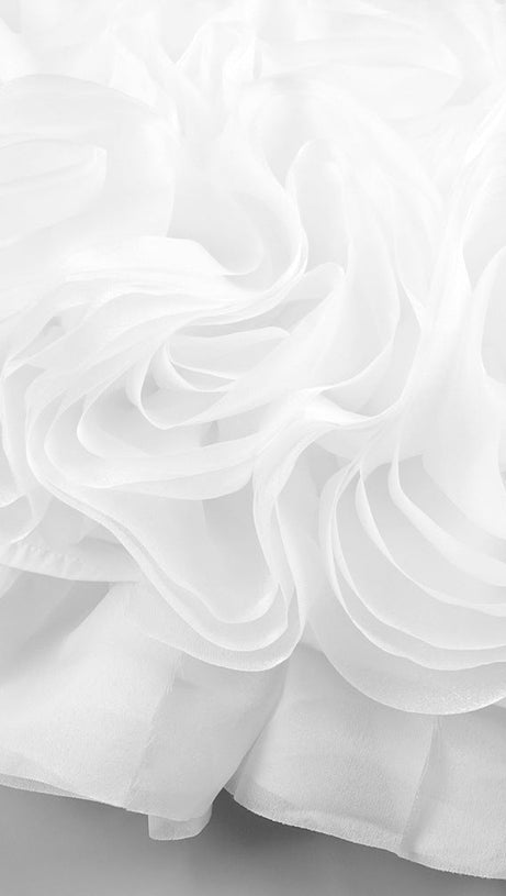 TINA WHITE 3D FLOWERS STRAPLESS BLACK MINI DRESS