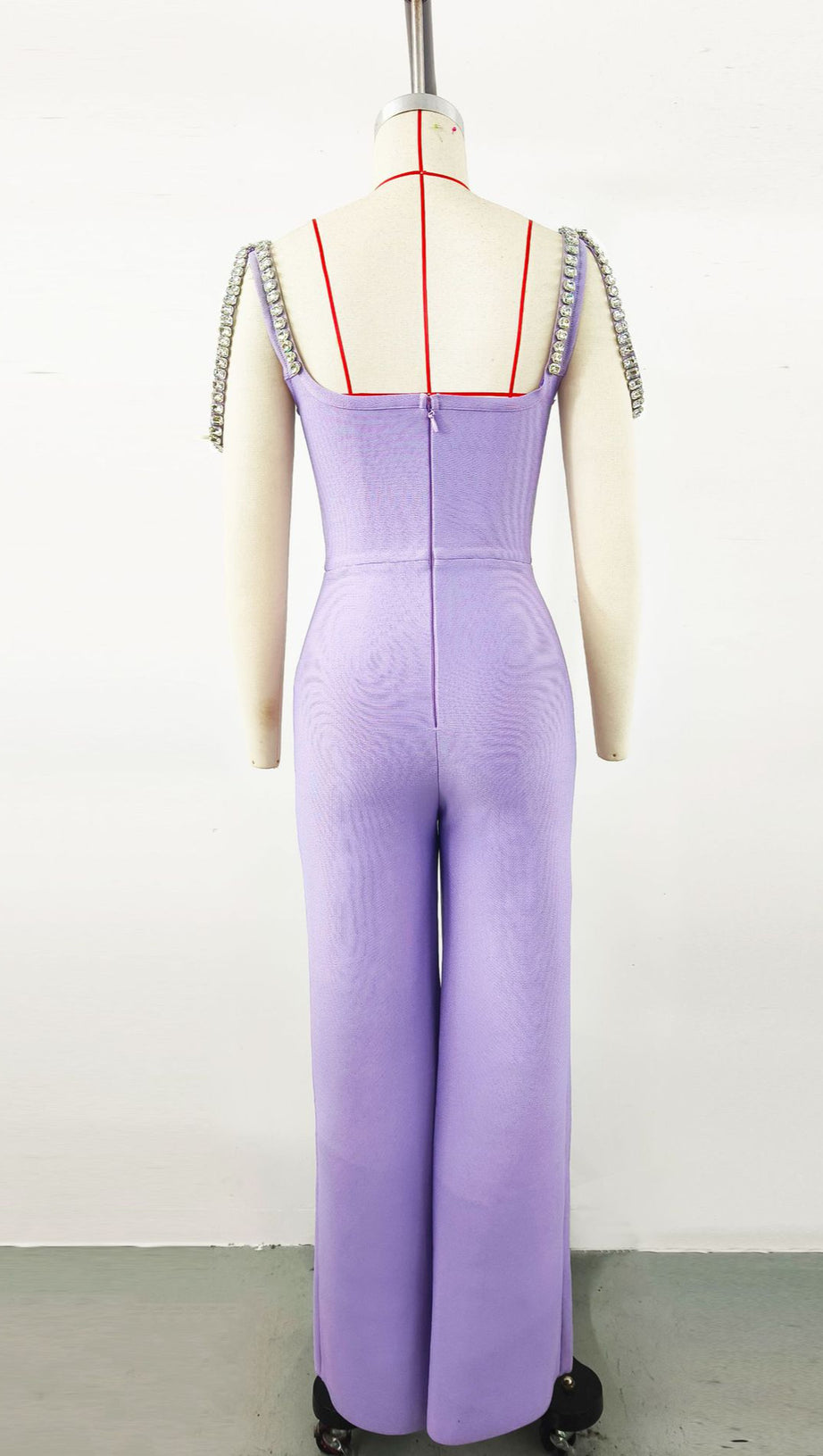 PURPLE JUMPSUIT WITH WIDE - LEG PANTS