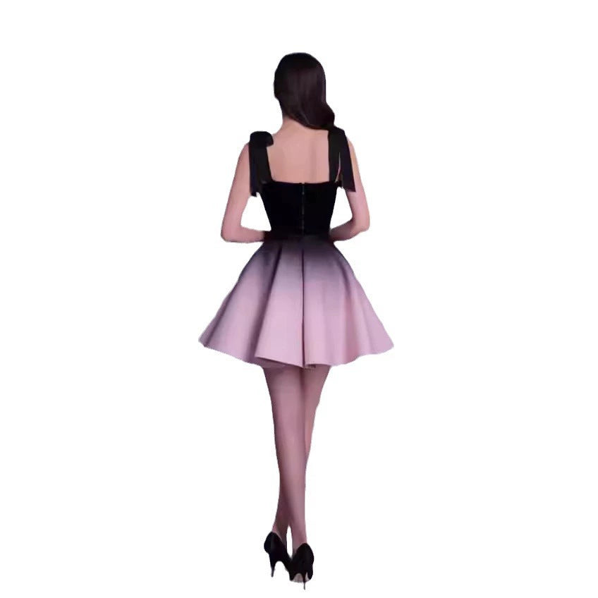 AIIZIE CORA BLACK VELVET BUSTIER CORSET GROSGRAIN MINI DRESS SUIT - product image