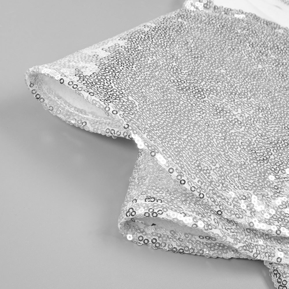 AIIZIE CROP TOP DRAPE SKIRT SET IN SILVER - product image