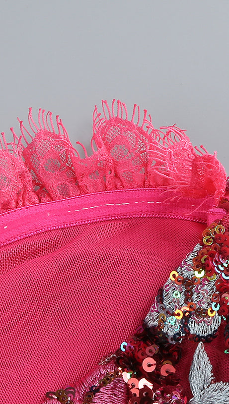 STRAPLESS FLORAL SEQUINS EMBROIDERY BODYCON GOWN MAXI DRESS