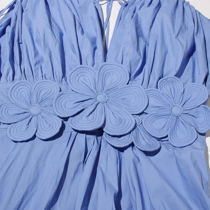 ABITO MIDI CON APPLICAZIONI PATCHWORK BLU