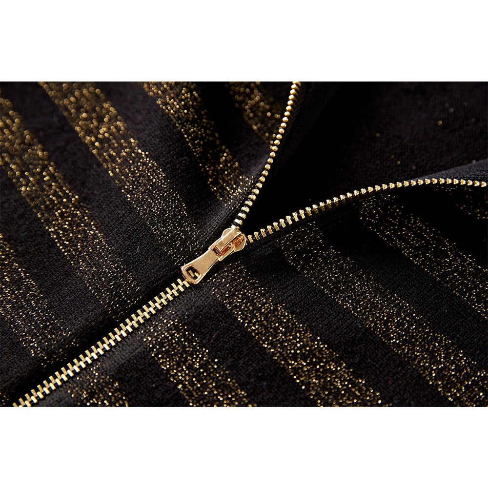 AIIZIE CARLIN JERSEY STRIPE LONG SLEEVE MINI DRESS IN BLACK - product image