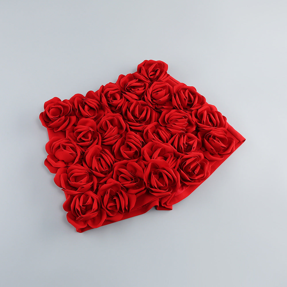 AIIZIE 3D FLOWER EMBELLISHED SKIRT IN RED - product image