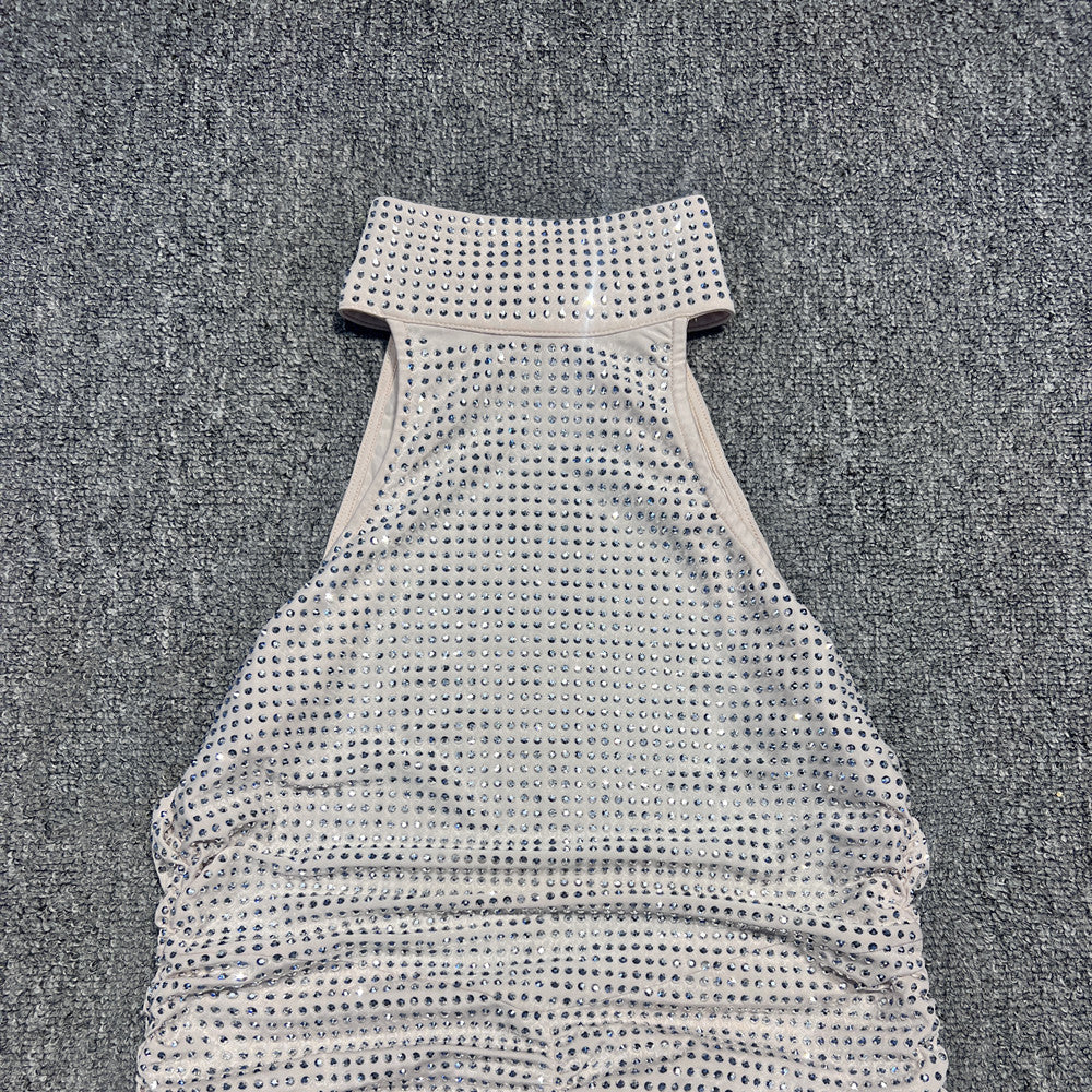 AIIZIE RUCHED SEQUIN BODYCON MAXI DRESS IN APRICOT - product image