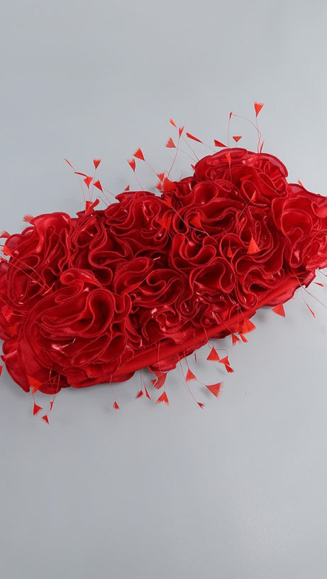 Helen – Zweiteiliges Set mit Spitzen-Blumenapplikation in Rot