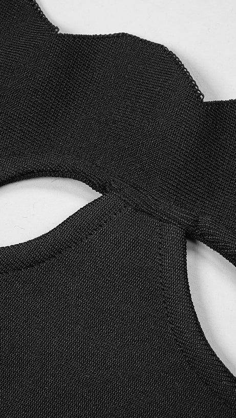 Neckholder-Bustier-Maxikleid mit Cut-Outs in Schwarz