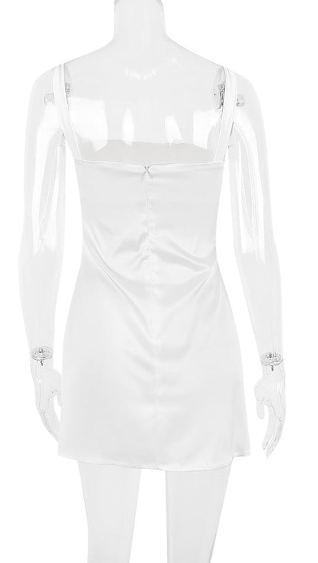 SATIN VINTAGE CREAM MINI DRESS