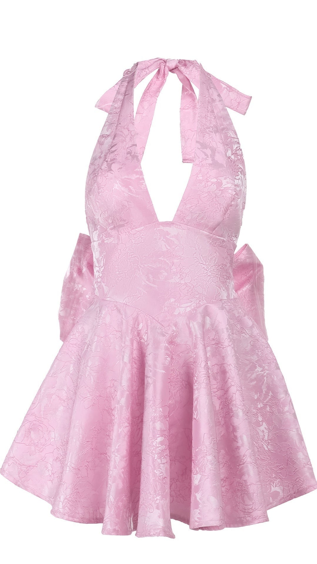 DEEP V-NECK SHORT FLORAL HOMECOMING DRESS