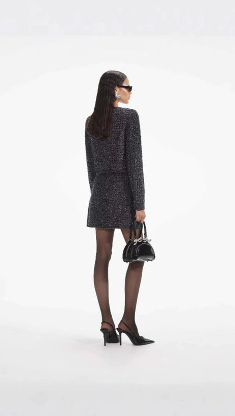 BLACK TEXTURED DENIM JACKET