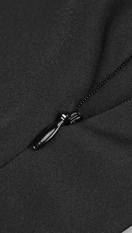 SILK CROP TOP MAXI SKIRTS 2 PIECES SETS IN BLACK