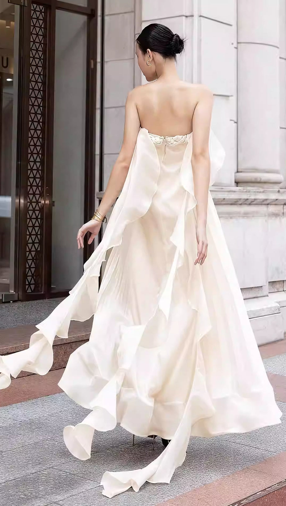 IMOGENE ETHEREAL PLEATED MAXI GOWN | STRAPLESS ELEGANT EVENING DRESS